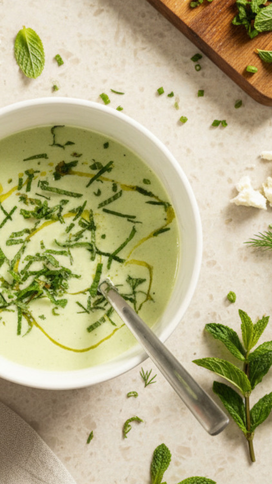 Soupe froide de concombre au chèvre