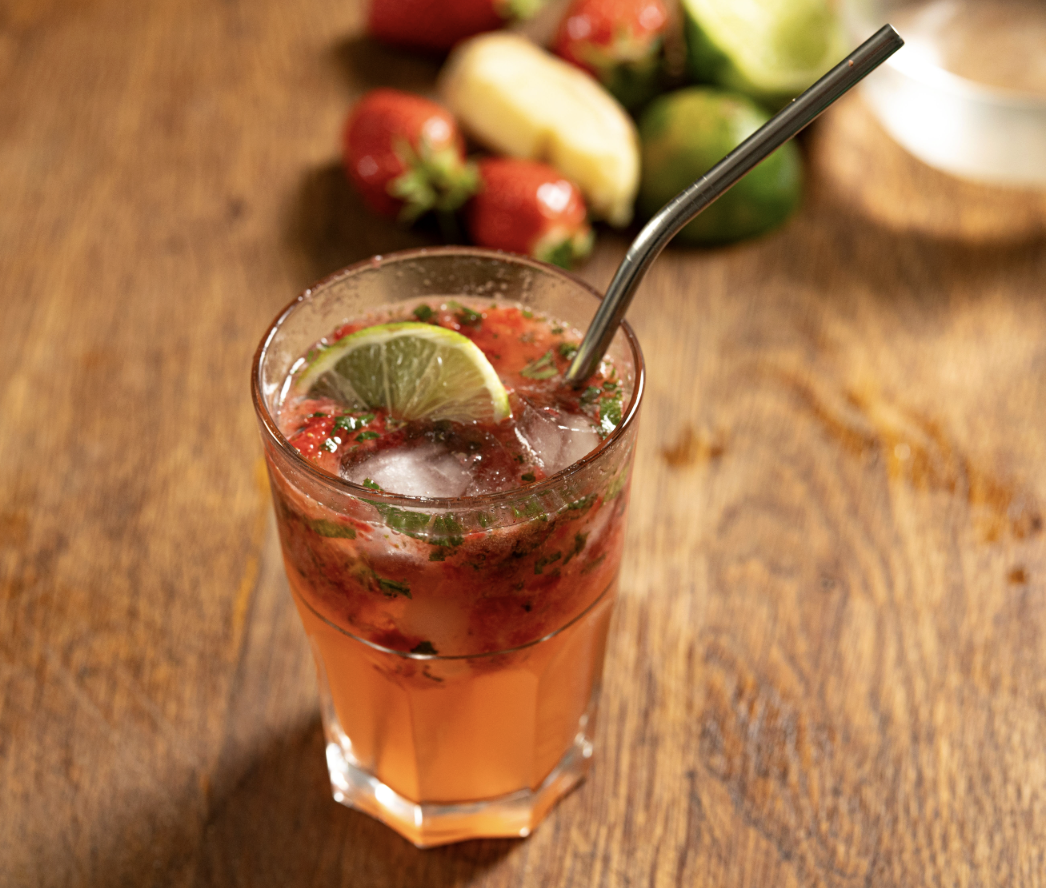 Virgin mojito fraise menthe gingembre